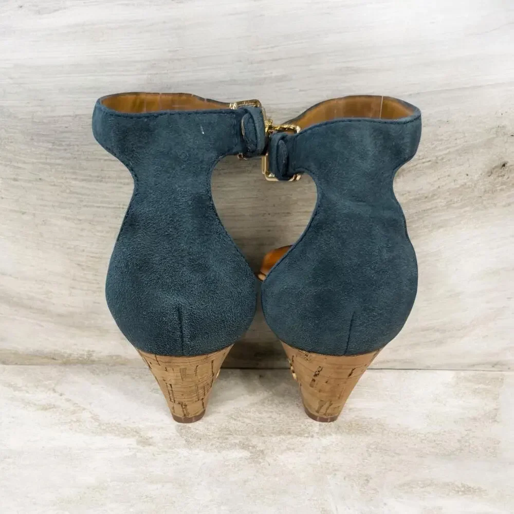 Tory Burch Savannah Suede Wedge Sandal Size 7.5M
